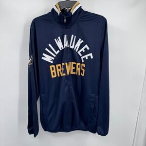 Milwaukee Brewers Mens Jacket Full Zip Navy Gold White Size M GIII MLB Baseball